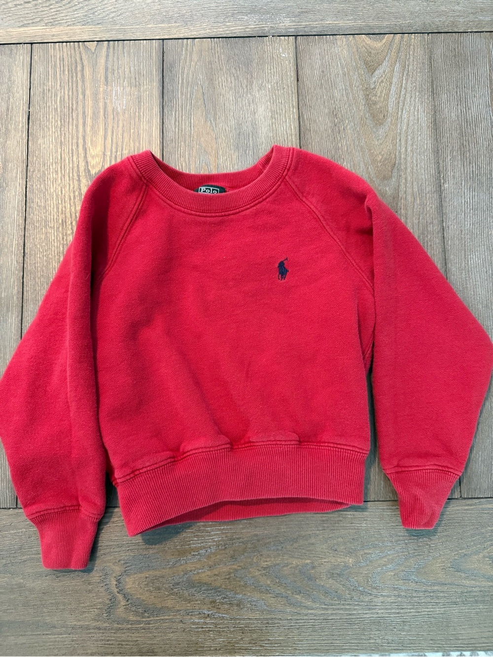 Ralph Lauren Toddler Boy’s Bright Red Crewneck Sweatshirt with Navy Pony